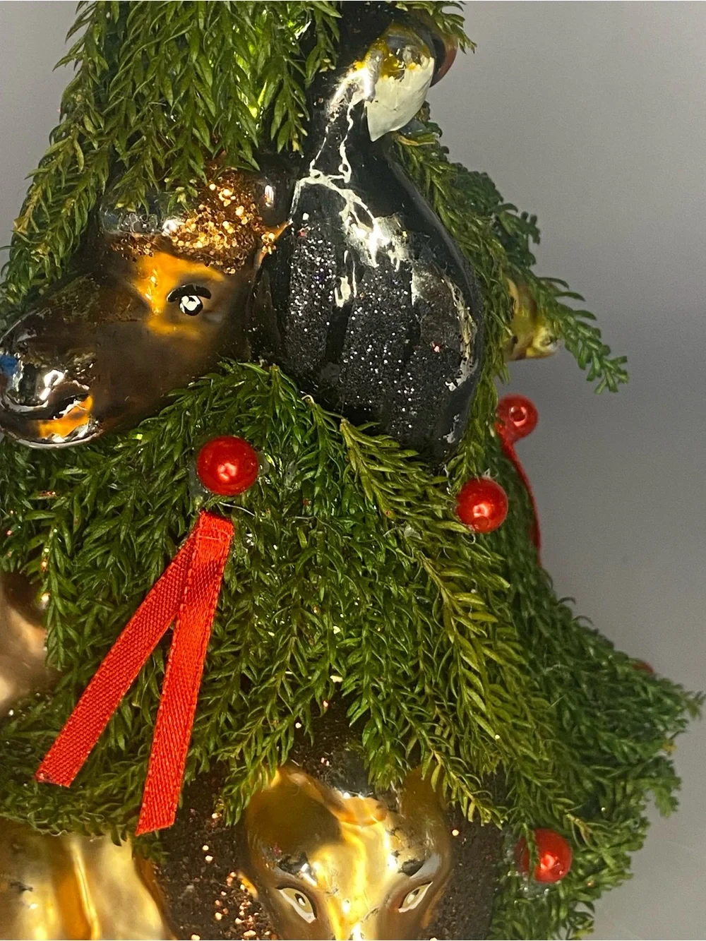 Vintage Blown Glass Bombay Safari/Jungle Animal Holiday Tree Ornament - Green